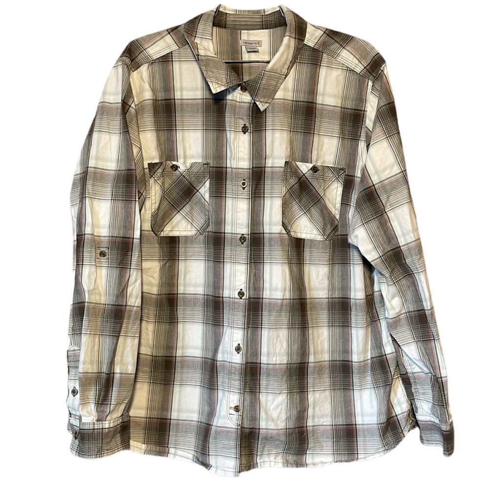 Carhartt Plaid Button Down Shirt - White and Brown